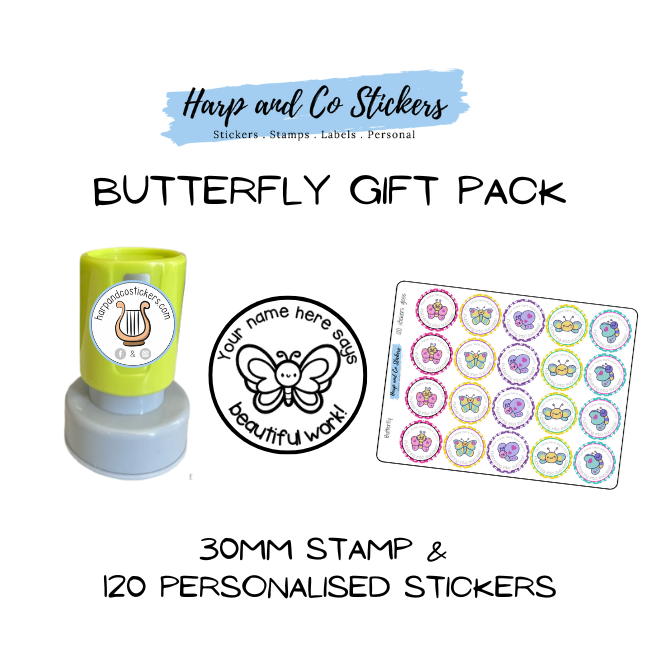 Gift Pack 30mm Stamp + 120 Stickers - Butterfly
