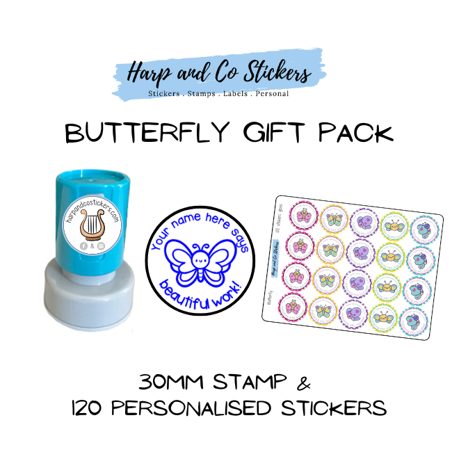 Gift Pack 30mm Stamp + 120 Stickers - Butterfly