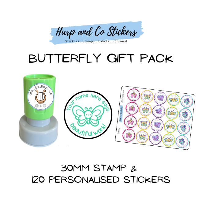 Gift Pack 30mm Stamp + 120 Stickers - Butterfly