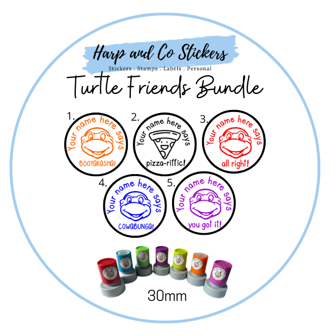 5 Turtle and Friends Stamp Bundle